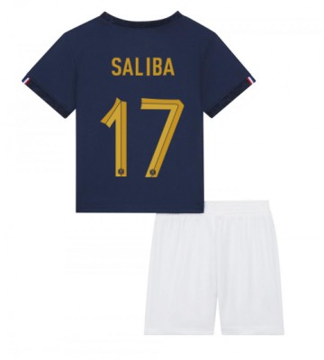 Frankrike William Saliba #17 Hemmaställ Barn VM 2022 Kortärmad (+ Korta byxor)